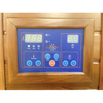 Sunray Sedona 1 Person Infrared Sauna Digital display with control buttons on a wooden frame