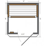 Sunray Sedona 1 Person Infrared Sauna Dimensions Diagram with white background