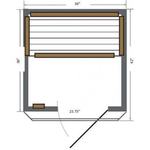 Sunray Sedona 1 Person Infrared Sauna Dimensions Diagram with white background